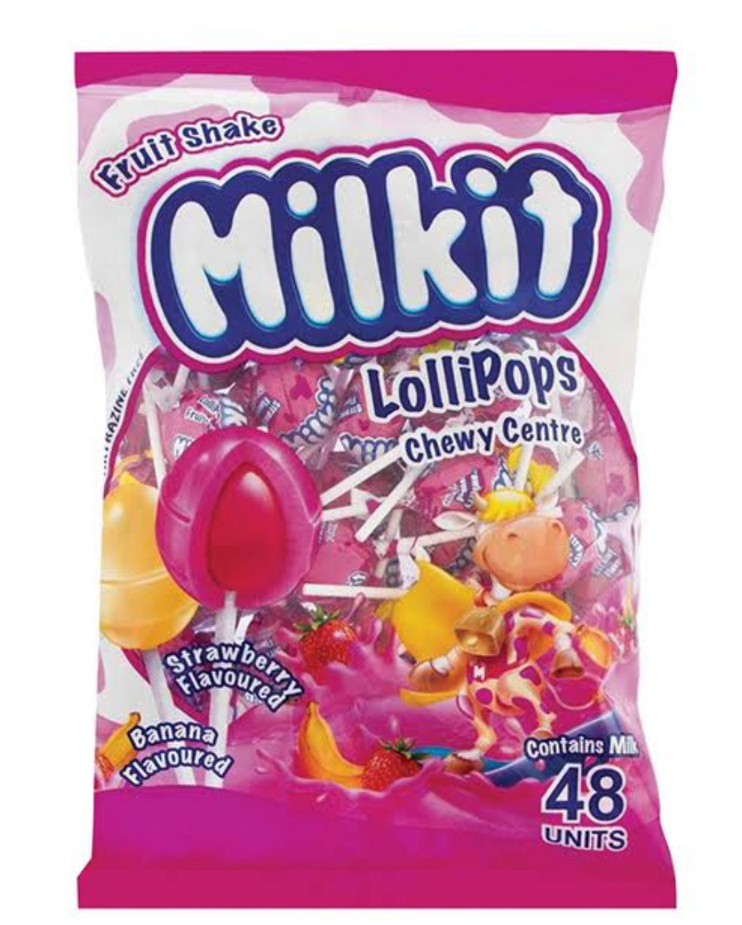 48s Milkit Strawberry & Banana Flavoured Lollipops