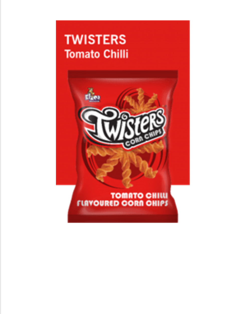50 x 24 g Elzea Twisters Tomato Chilli Flavoured Corn Chips