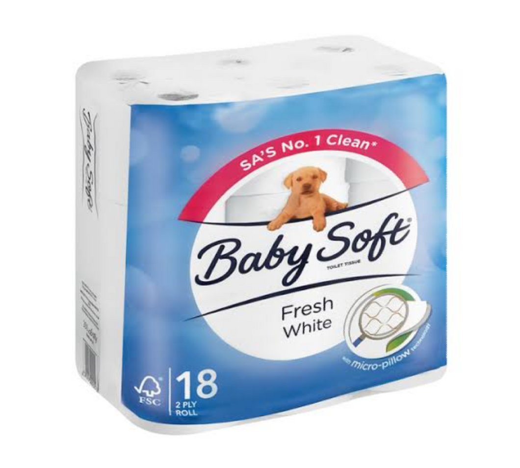 18s Baby Soft Fresh White 2 Ply Toilet Rolls