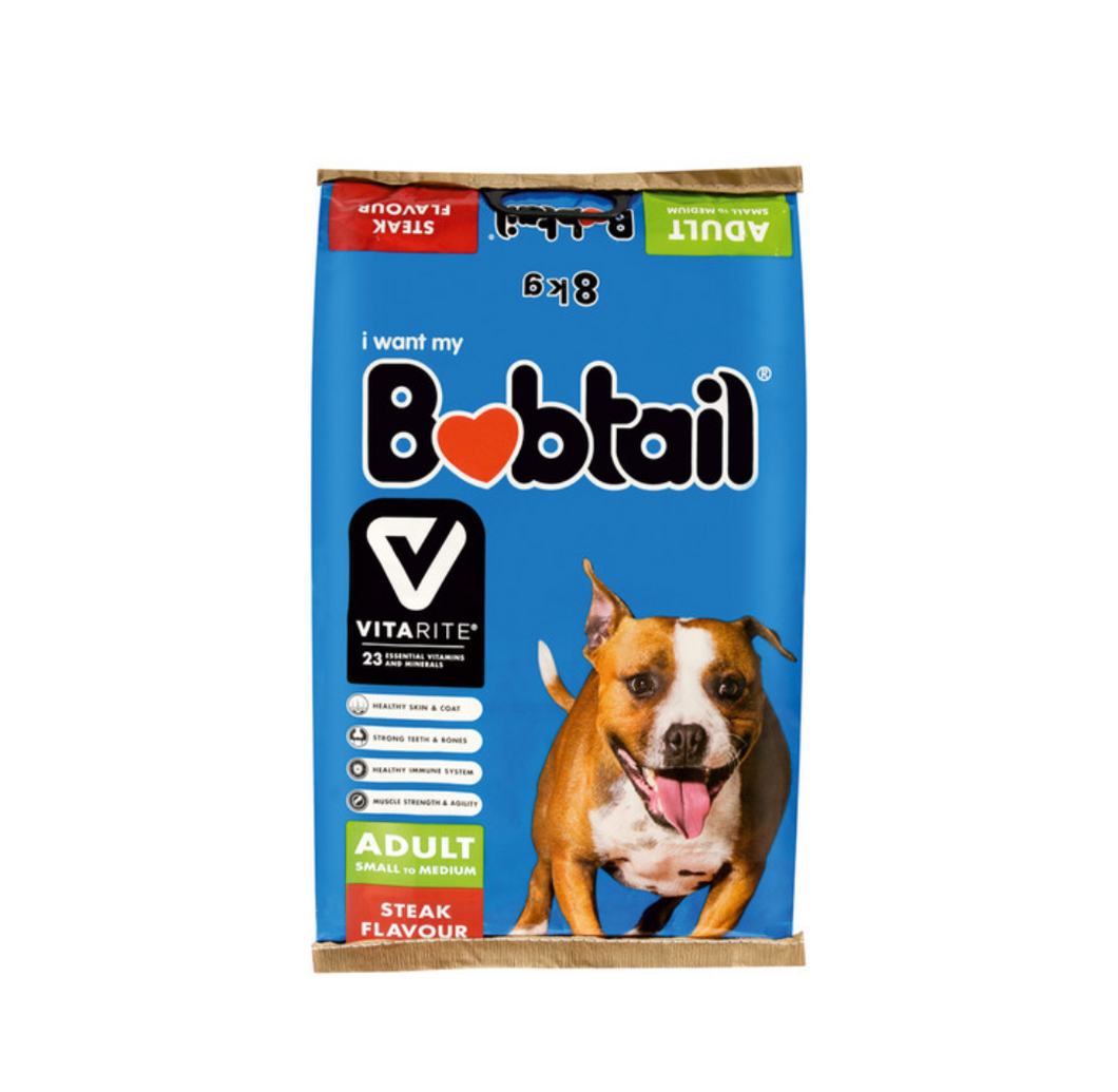 8 kg Bobtail Adult Steak Flavoured Dog Food