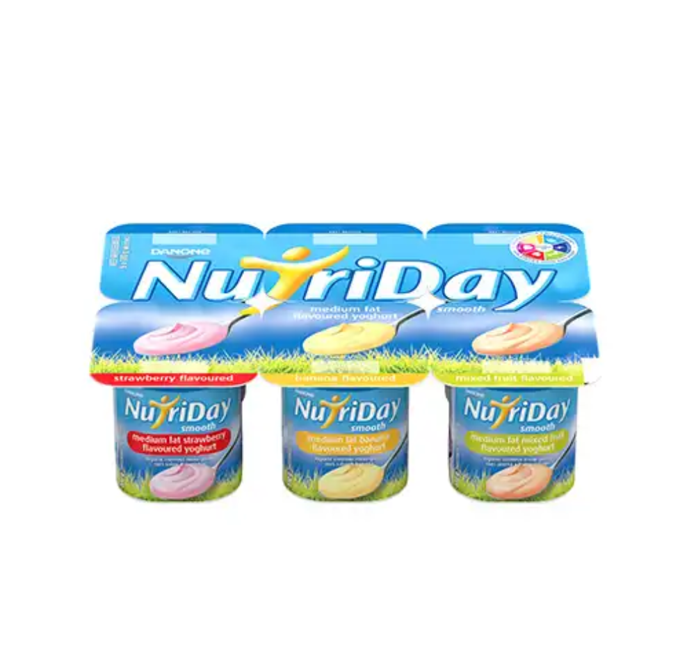 6 x 100 g NutriDay Smooth Mixed Fruit Flavours Yoghurt