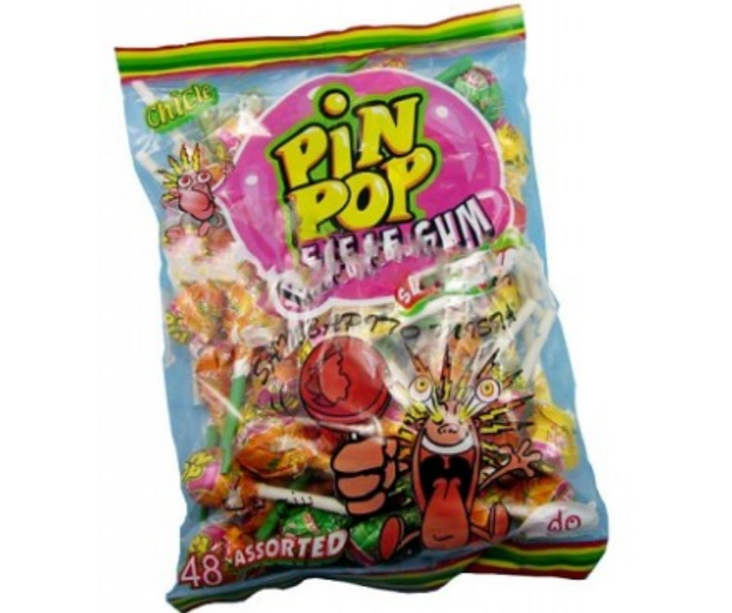 48s Pin Pop Bubble Gum Flavoured Lollipops